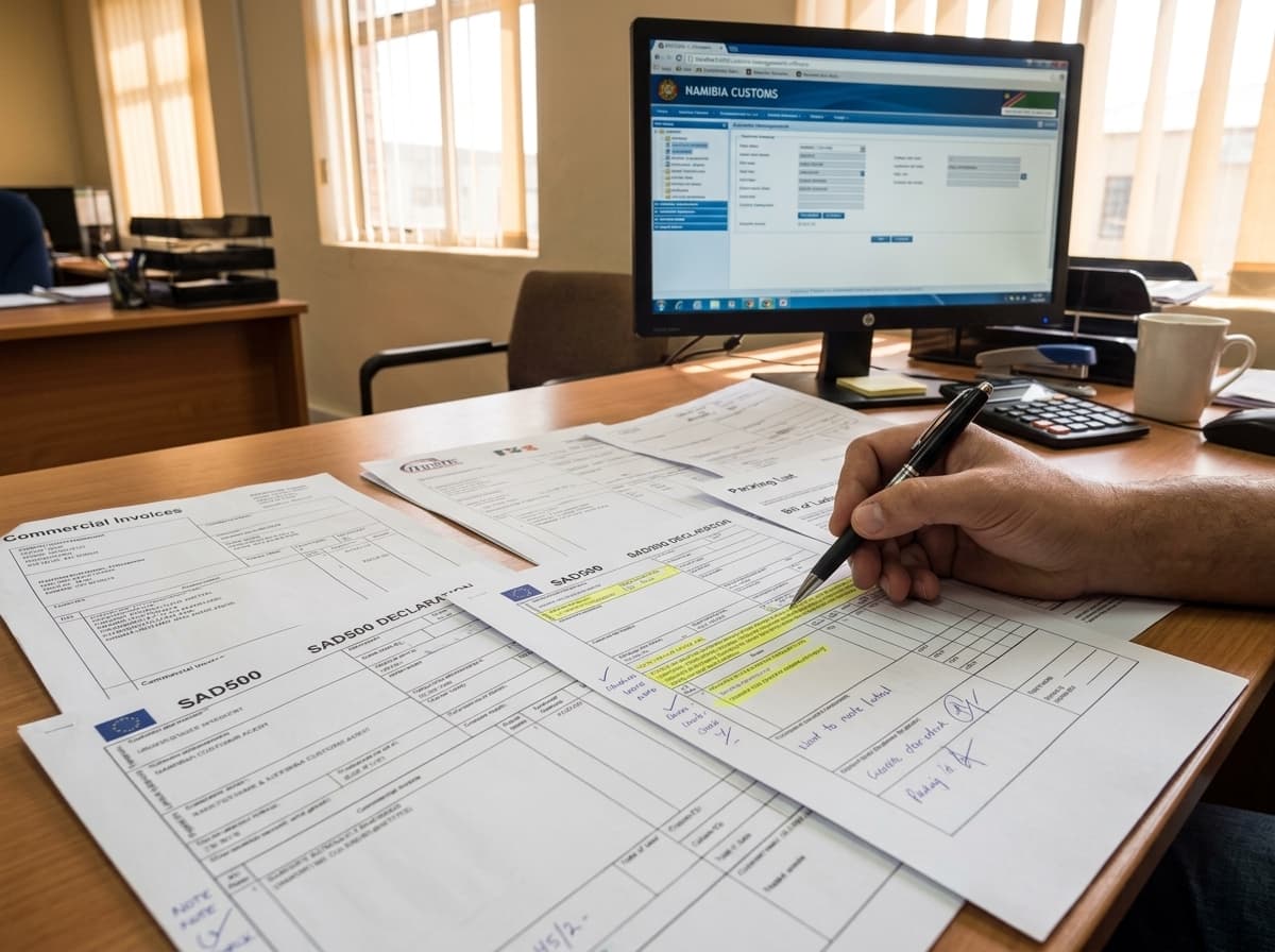 Customs documentation review at a border post